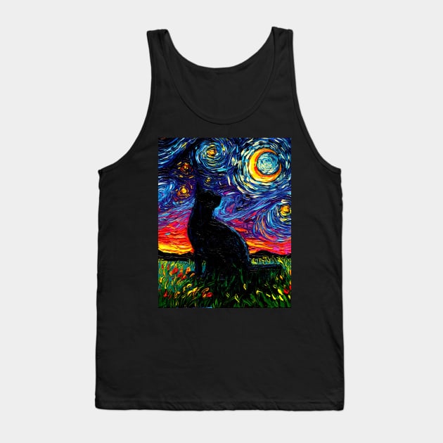 Black Cat Night Tank Top by sagittariusgallery